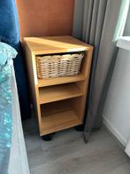 Nachtkastje op Wieltjes - Houtlook met Mandje, Ophalen, Gebruikt, Minder dan 45 cm, 70 cm of meer