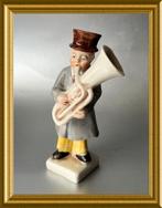 Antiek Duits porseleinen beeldje : man met tuba, Ophalen of Verzenden