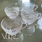 Vintage, retro glazen embossed theekopjes koffiekopjes, Ophalen of Verzenden, Huis en Inrichting