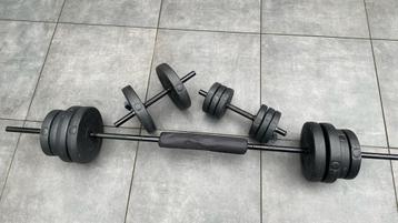 Dumbbell & Barbell 47.5kg Set - Thuis trainen 2 in 1 beschikbaar voor biedingen