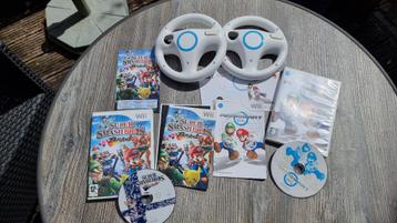 Mario Kart / 2 stuurtjes + Super SmashBrosBrawl Nintendo Wii beschikbaar voor biedingen