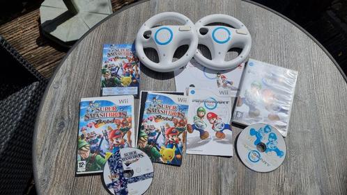Mario Kart / 2 stuurtjes + Super SmashBrosBrawl Nintendo Wii, Spelcomputers en Games, Games | Nintendo Wii, Gebruikt, Racen en Vliegen