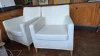lederen witte fauteuils, Huis en Inrichting, Eenpersoons, 75 tot 100 cm, Ophalen of Verzenden, Zo goed als nieuw
