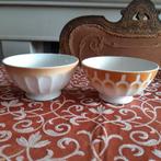2x oude franse spoelkom facet oranje, Antiek en Kunst, Verzenden