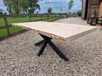 Industriële eettafel met populierenhout boomstamblad, Ophalen, Nieuw, 50 tot 100 cm, Vijf personen of meer