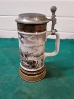 bierpul bunsiebel met tinnen deksel, Verzamelen, Glas en Borrelglaasjes, Ophalen of Verzenden