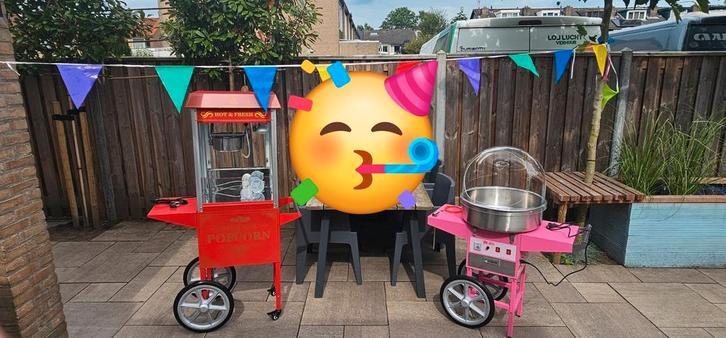 Te huur suikerspin/popcorn machine, Hobby en Vrije tijd, Feestartikelen | Verhuur, Nieuw, Overige, Ophalen of Verzenden