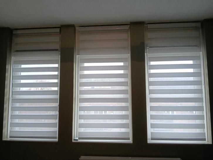 Duo rolgordijnen, Huis en Inrichting, Stoffering | Gordijnen en Lamellen, 150 tot 200 cm, 50 tot 100 cm, Wit, Ophalen