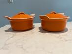 2 stuks Le Creuset sauspan Harmonic Orange 14 cm heel goed, Kookpan of Snelkookpan, Gietijzer, Ophalen of Verzenden, Zo goed als nieuw