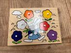 Rolf schoolmateriaal inlegpuzzel/puzzel konijn met bloemen, Ophalen of Verzenden, Minder dan 10 stukjes, Zo goed als nieuw, Van hout