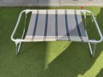 Vrijbuiter outdoor voetenbank ligbed blauw goud t.e.a.b., Caravans en Kamperen, Ophalen, Zo goed als nieuw, Campingstoel