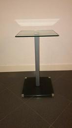 Vierkant bijzettafeltje van glas, Huis en Inrichting, Tafels | Statafels, Ophalen of Verzenden, Zo goed als nieuw