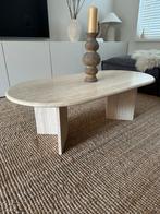 Ovale vintage travertine salontafel, Huis en Inrichting, Tafels | Salontafels, Ophalen, Overige materialen, Gebruikt, 100 tot 150 cm