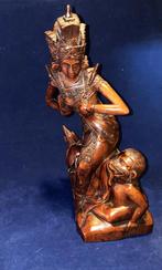 mooi houtsnijwerk Dewi Uma met Gana / Ganesha. BALI, Antiek en Kunst, Verzenden