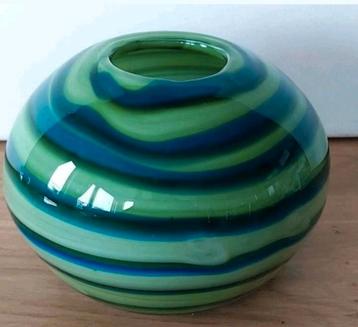 SWIRL VAAS ZWAAR GLAZEN VAAS GROEN TINTEN-BOL VAAS  beschikbaar voor biedingen