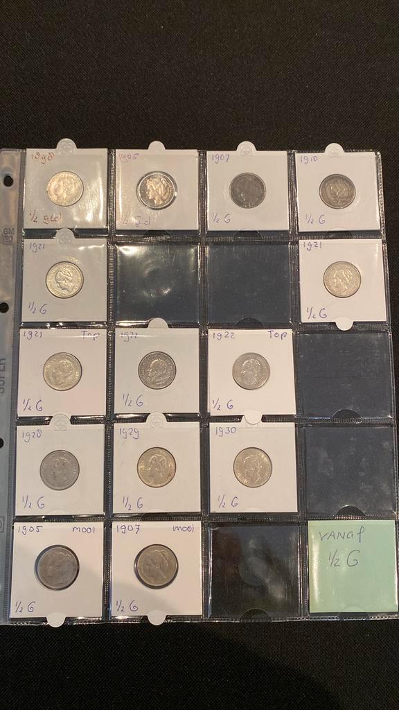 Zilveren halve guldens wilhelmina, Postzegels en Munten, Munten | Nederland, ½ gulden, Koningin Wilhelmina, Zilver, Ophalen of Verzenden