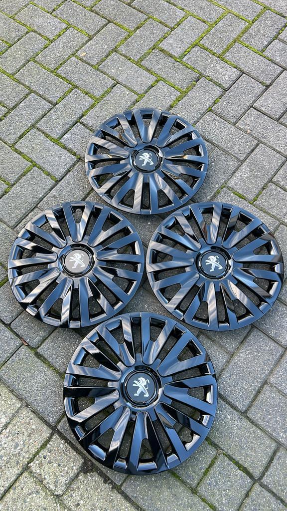 set zwarte peugeot wieldoppen 15 inch, Auto diversen, Wieldoppen, Nieuw, Ophalen of Verzenden