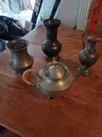 mooie (tinnen) vaasjes en theepotje, Ophalen of Verzenden