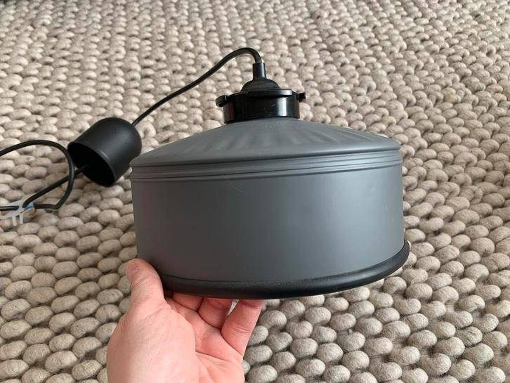 Leuke Iliui hanglamp van oud koffieblik, zgan, in het grijs, Huis en Inrichting, Lampen | Hanglampen, Gebruikt, Minder dan 50 cm