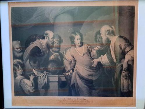The tribute money origineel 1787, Antiek en Kunst, Kunst | Etsen en Gravures, Ophalen of Verzenden
