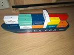 Houten speelgoedboot met containers, Ophalen of Verzenden, Gebruikt, Rij- of Hobbelspeelgoed