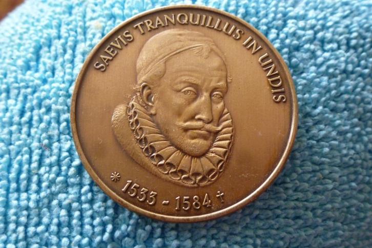 Penning Willem van Oranje 1533-1584 Saevis Tranquillus in un, Postzegels en Munten, Penningen en Medailles, Overige materialen