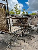 Bistro tuinsetje met glazen tafelblad, Tuin en Terras, Tuinsets en Loungesets, Ophalen, Overige materialen, Gebruikt, Eettafel
