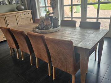 8 Leren Eetkamerstoelen - Bruin €125,- voor 8 stoelen  beschikbaar voor biedingen