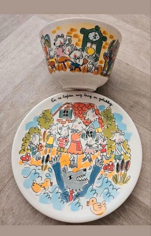 Blond Amsterdam efteling de wolf&de 7 geitjes 2 set, Huis en Inrichting, Keuken | Servies, Nieuw, Bord(en), Blond Amsterdam, Aardewerk
