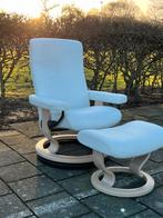 Stressless relax fauteuil met voetenbank- Nieuwstaat, Ophalen of Verzenden, Zo goed als nieuw