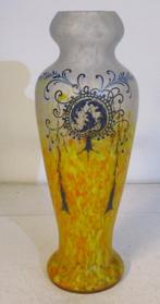 grote art deco Legras pappillon vaas met emaille decor 43, Antiek en Kunst, Verzenden