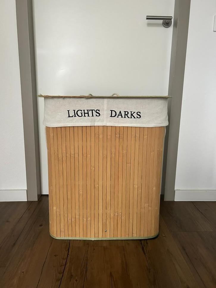 Wasmand met 2 vakken, Huis en Inrichting, Badkamer | Badtextiel en Accessoires, Gebruikt, Overige typen, Beige, Ophalen of Verzenden