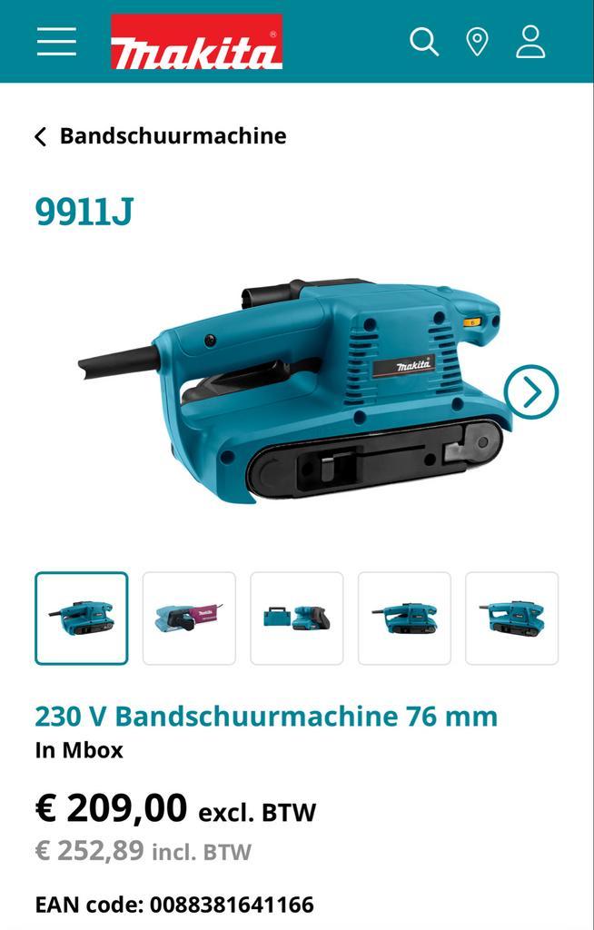 Nieuwe Makita 9911J Bandschuurmachine nieuw in Doos, Doe-het-zelf en Verbouw, Gereedschap | Schuurmachines, Nieuw, Bandschuurmachine