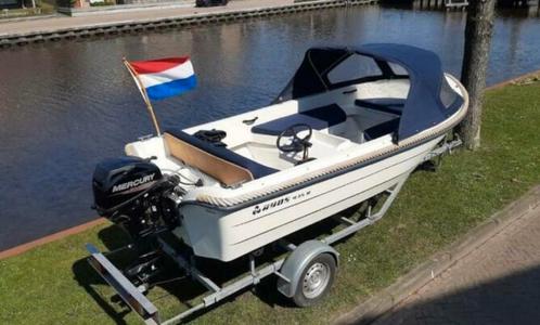 Ryds 435 console sloep met trailer, Watersport en Boten, Sloepen, Zo goed als nieuw, 10 tot 30 pk, 3 tot 6 meter, Buitenboordmotor