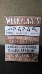 Nieuw houten bord met de tekst 'Werkplaats Papa'., Ophalen of Verzenden, Nieuw