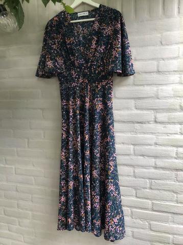Boho Midi Zomerjurk Blauw met Bloemetjes Maat M beschikbaar voor biedingen