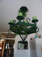 Retro, zware smeedijzeren KROONLUCHTER voor 6 stomp kaarsen, Huis en Inrichting, Lampen | Kroonluchters, Ophalen, Gebruikt, Metaal