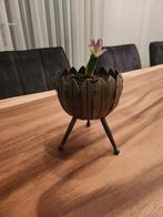 Vintage bloempot met bloem, Huis en Inrichting, Ophalen, Bruin, Gebruikt, Overige typen