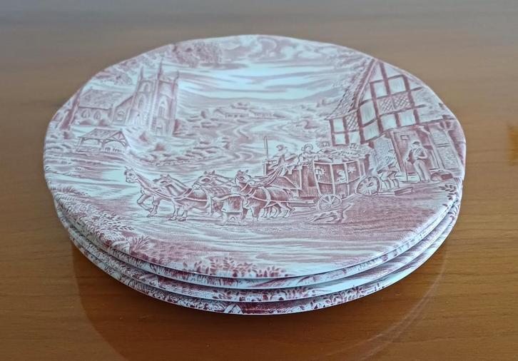 Wedgwood Servies Dickens coaching days – gebakschoteltjes 4x, Antiek en Kunst, Antiek | Servies los, Ophalen of Verzenden