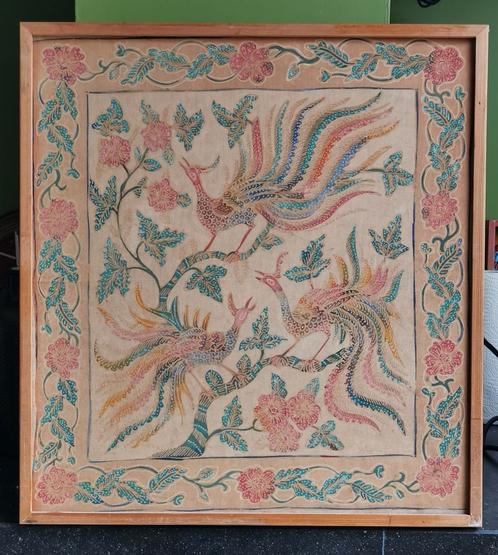 Batik uit Indonesië 42x45,5cm, Antiek en Kunst, Kunst | Schilderijen | Abstract, Ophalen
