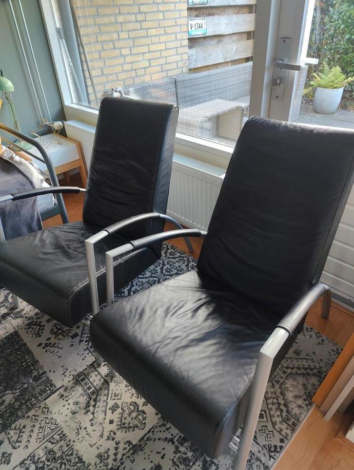 Harvink design Fauteuil, Huis en Inrichting, Fauteuils, Gebruikt, Leer, Metaal, Stof, 50 tot 75 cm, 75 tot 100 cm, Ophalen