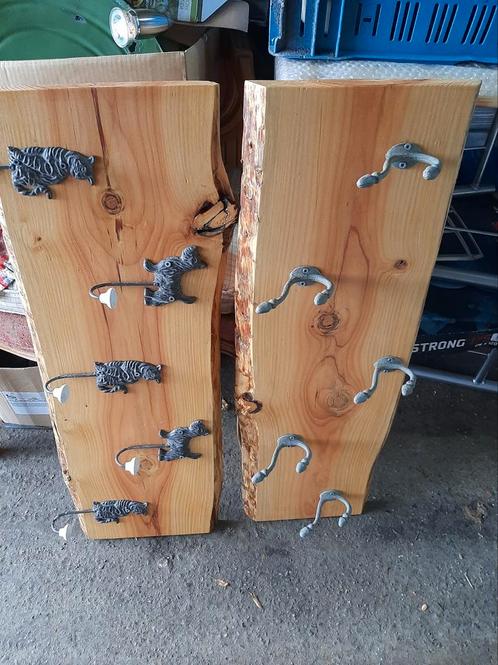 2 Boomstam Kapstokken met Haken, Huis en Inrichting, Woonaccessoires | Kapstokken, Zo goed als nieuw, Wandkapstok, Minder dan 100 cm