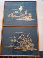 2 x schilderij Indonesië, bamboe op canvas., Ophalen of Verzenden