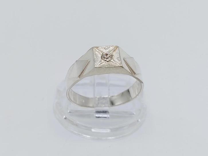 Zilveren ring met zirkonia, 18.5 mm, Sieraden, Tassen en Uiterlijk, Ringen, Zo goed als nieuw, Dame of Heer, 17 tot 18, Zilver