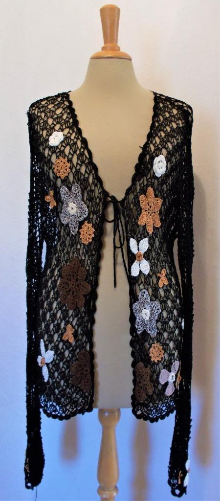 Zwart gehaakt vestje van Didi! L, Kleding | Dames, Tops, Zo goed als nieuw, Maat 42/44 (L), Zwart, Lange mouw, Verzenden