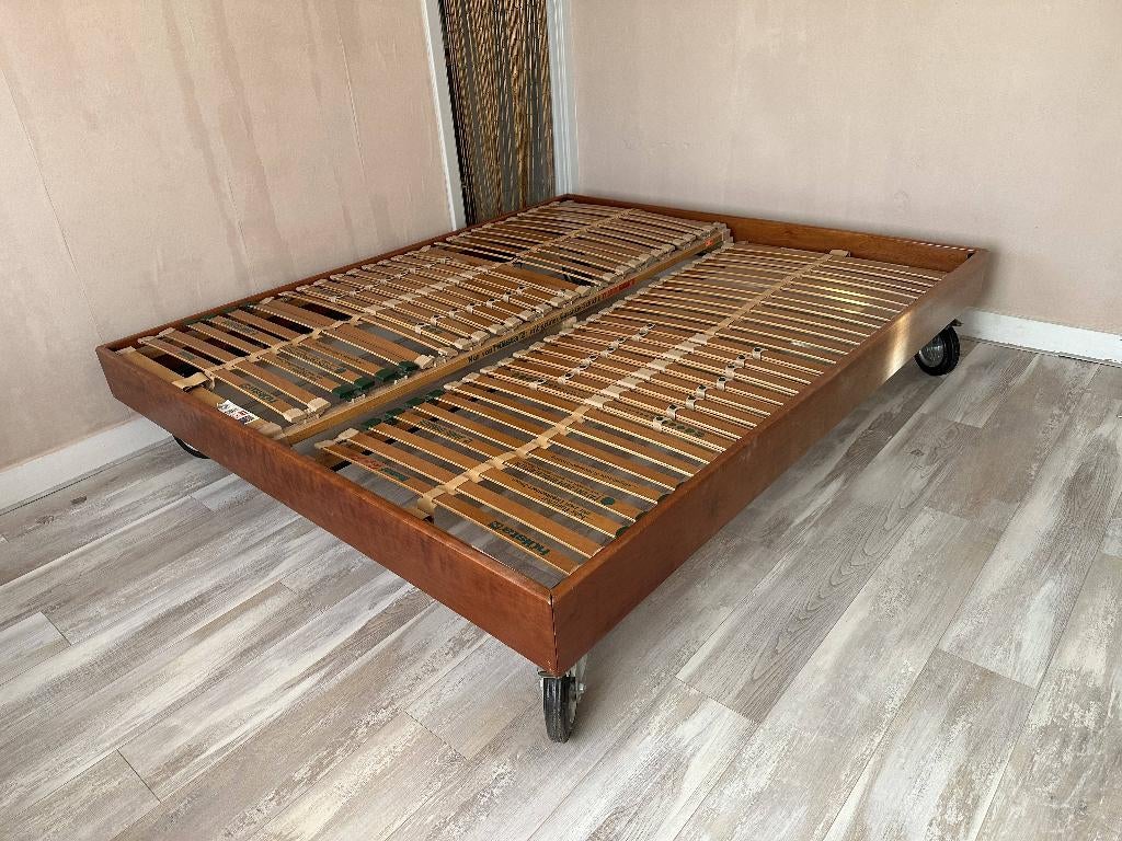 te koop  bed ombouw 2pers., Huis en Inrichting, Slaapkamer | Bedden, Ophalen, Gebruikt, Bruin, 210 cm