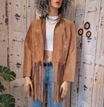 Vintage suède leer fringed franje cowboy  jas jacket hippie, Ophalen of Verzenden
