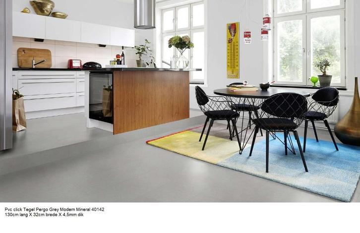 79m2 Pvc Click Tegel Grey Modern Mineral 4,5mm 38pak = €1395, Huis en Inrichting, Stoffering | Vloerbedekking, Nieuw, Laminaat