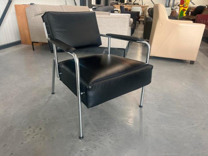 2 Showmodel Design on Stock Spunk fauteuil zwart leer Stoel, Huis en Inrichting, Fauteuils, Nieuw, Leer, 50 tot 75 cm, 75 tot 100 cm
