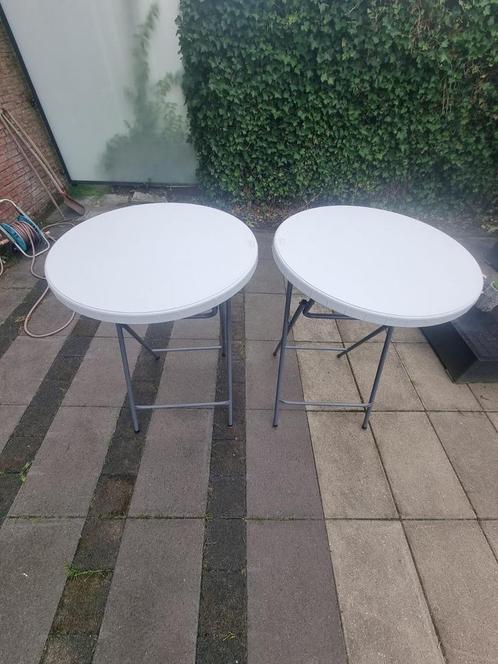 2 inklapbare statafels met stretchhoezen – 80 cm, Huis en Inrichting, Tafels | Statafels, Zo goed als nieuw, Ophalen